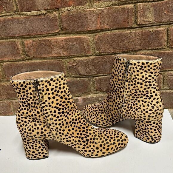 Able Cheetah Dot Celina Leather Skin Ankle Bootie Size 10 - Picture 6 of 10